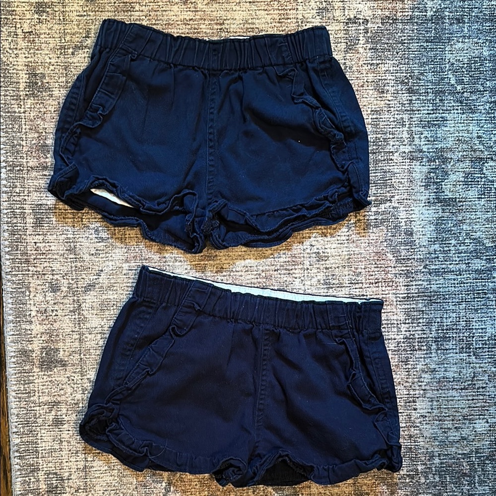 J. Crew Crewcuts Two Navy Blue Ruffle Hem Shorts Size 6
